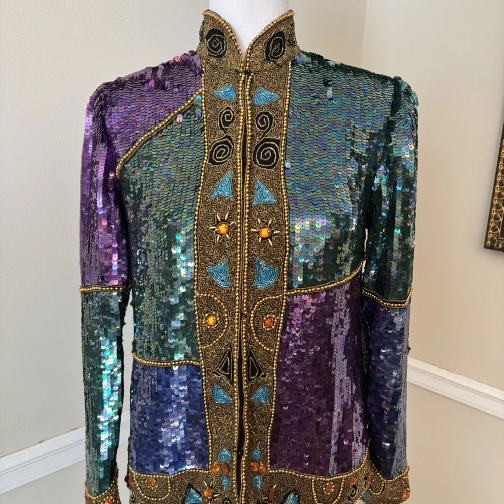 Sequin Embellished Multicolor Jacket